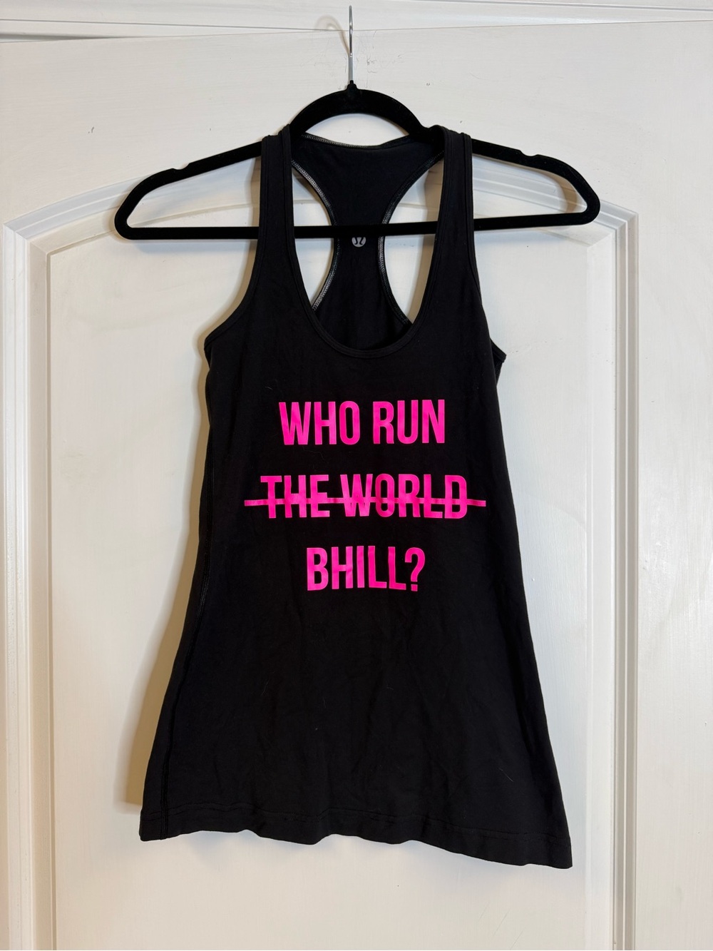 Lululemon #IRUNBHILL Who Run The World BHILL? Black Racerback Tank